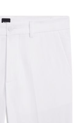 Pantalon Slim en coton stretch m&eacute;lang&eacute;, Blanc