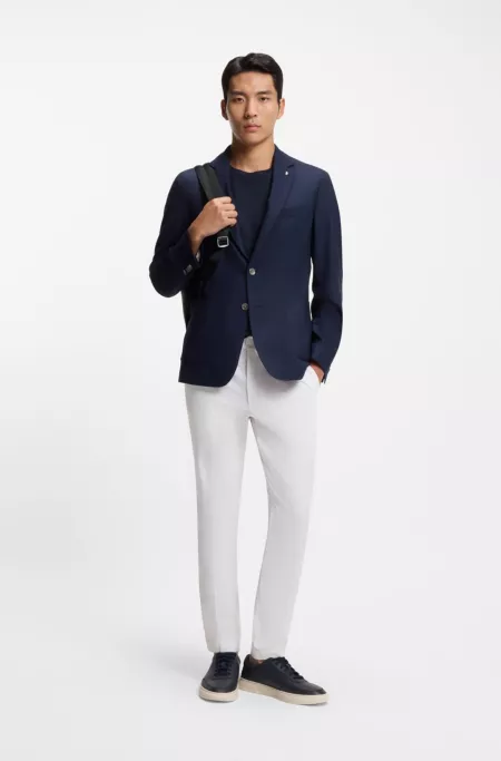 Slim-fit pants in cotton-blend twill