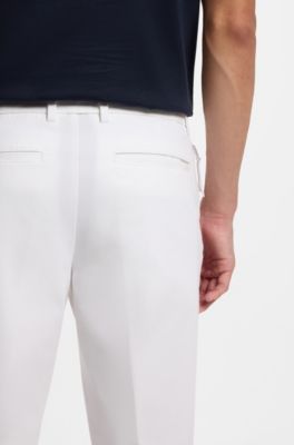 Pantalones slim fit de sarga de algod&oacute;n, Blanco
