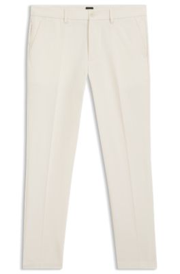 Pantalon Slim en coton stretch m&eacute;lang&eacute;, Blanc