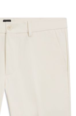 Pantalon Slim en coton stretch m&eacute;lang&eacute;, Blanc