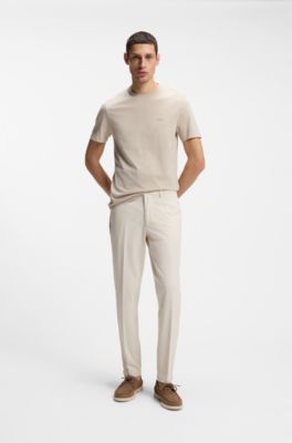 Pantalon Slim en coton stretch m&eacute;lang&eacute;, Blanc