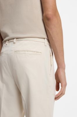 Pantalon Slim en coton stretch m&eacute;lang&eacute;, Blanc
