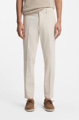 Pantalones slim fit de sarga de algod&oacute;n, Blanco