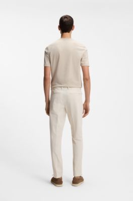 Pantalon Slim en coton stretch m&eacute;lang&eacute;, Blanc