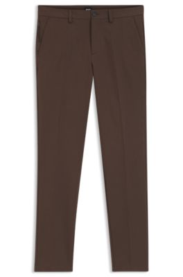 Pantalones slim fit en tejido multiel&aacute;stico, Marr&oacute;n oscuro