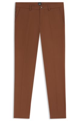 Pantalones slim fit de algod&oacute;n el&aacute;stico, Marr&oacute;n