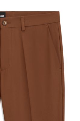 Slim-fit pants in cotton-blend twill, Brown