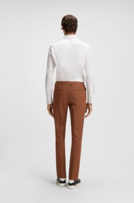 Slim-fit pants in cotton-blend twill, Brown