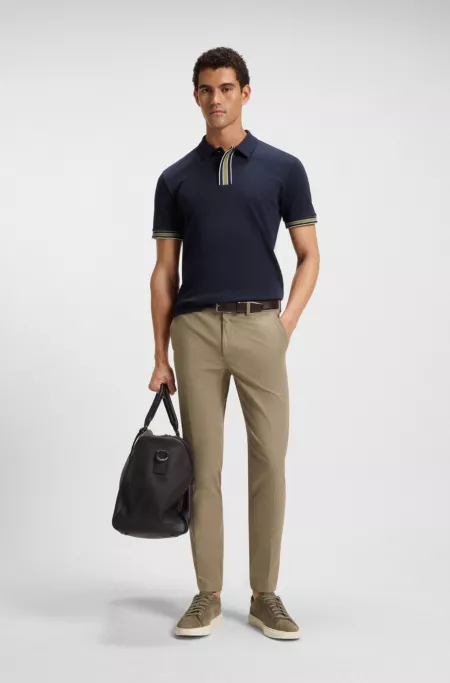 Slim-fit pants in cotton-blend twill