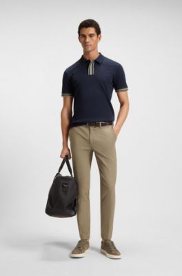 Slim-fit pants in four-way stretch fabric, Light Brown