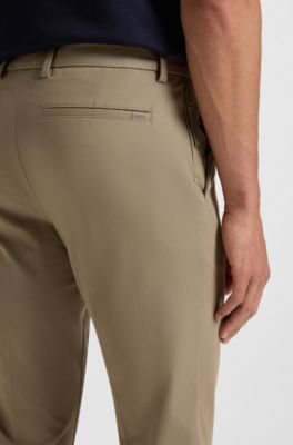 Slim-fit pants in cotton-blend twill, Light Brown