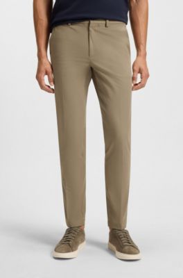 Slim-fit pants in cotton-blend twill, Light Brown
