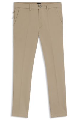 Slim-fit pants in cotton-blend twill, Khaki