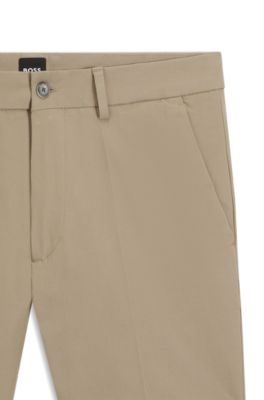 Slim-fit pants in cotton-blend twill, Khaki