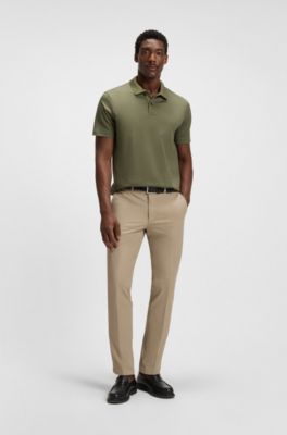 Slim-fit pants in cotton-blend twill, Khaki