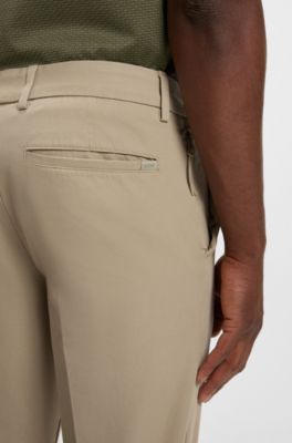 Pantalon Slim en coton stretch m&eacute;lang&eacute;, Kaki
