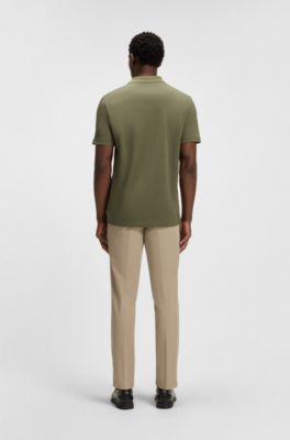 Pantalones slim fit de algod&oacute;n el&aacute;stico, Caqui