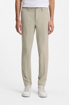Pantalon Slim en coton stretch m&eacute;lang&eacute;, Beige clair
