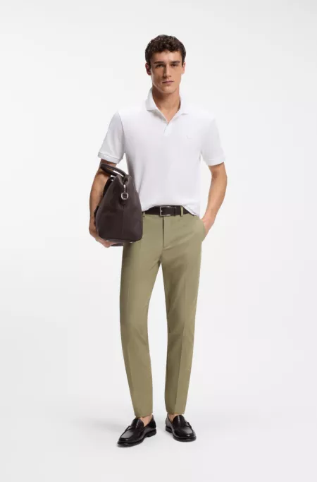 Slim-fit pants in cotton-blend twill