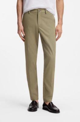 Pantalon Slim en twill de coton m&eacute;lang&eacute;, Chaux