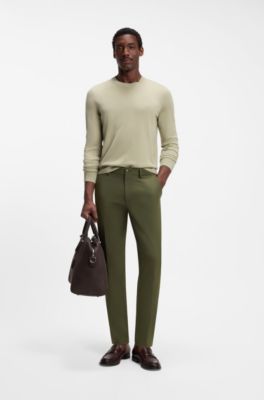 Slim-fit pants in a stretch-cotton blend, Light Green