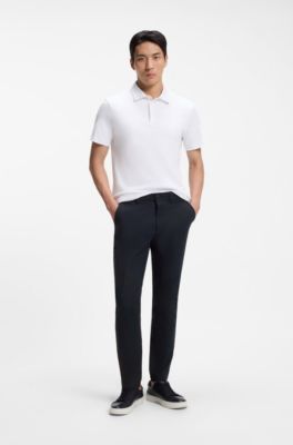 Slim-fit pants in cotton-blend twill, Dark Blue