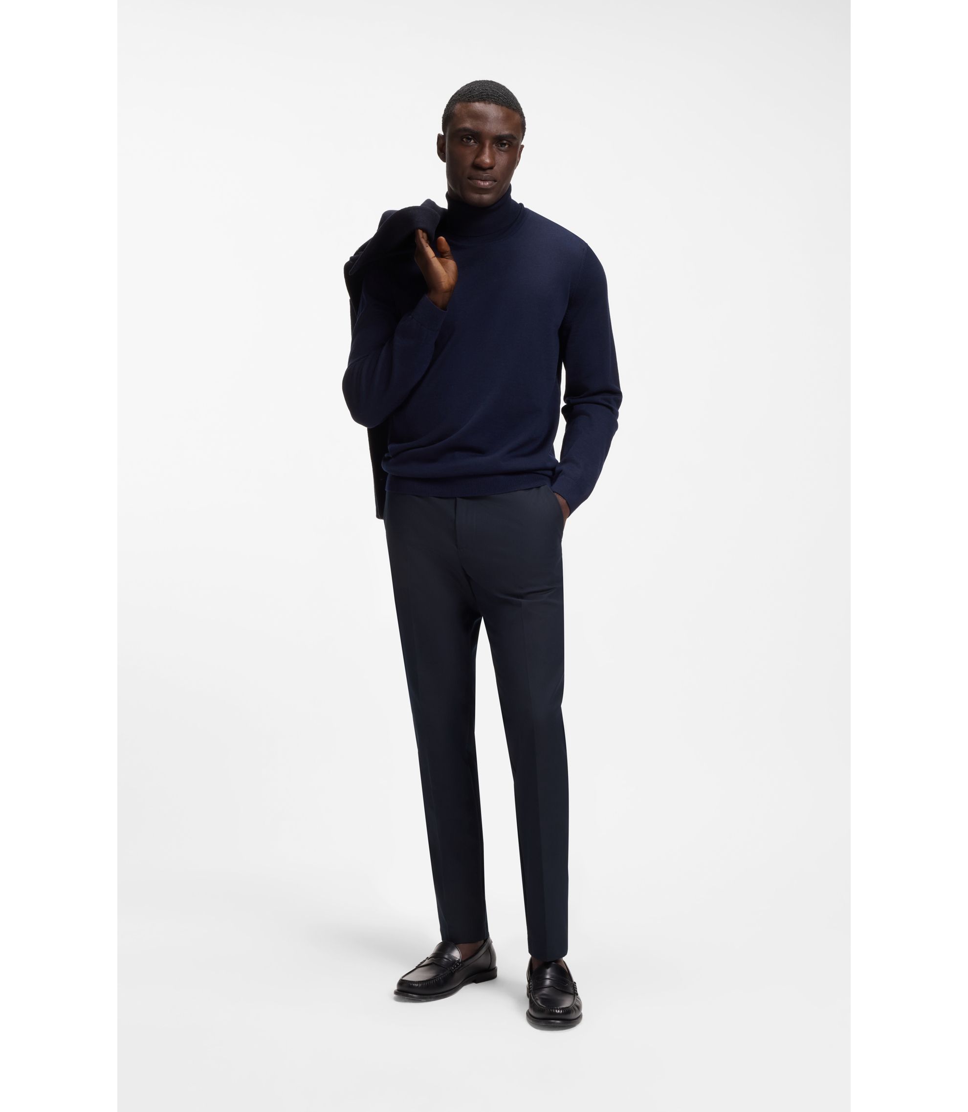 BOSS - Slim-fit pants in four-way stretch fabric - Dark Blue