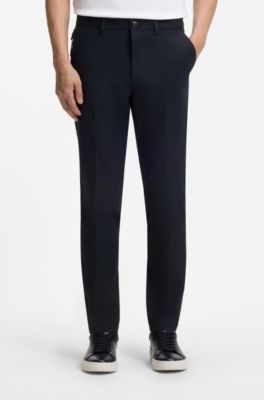 Slim-fit pants in cotton-blend twill, Dark Blue