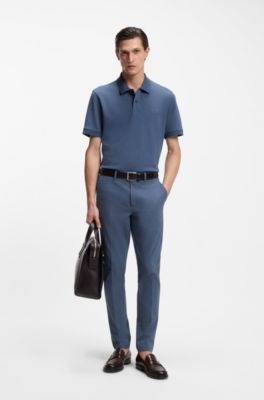 Pantalones slim fit en tejido multiel&aacute;stico, Celeste