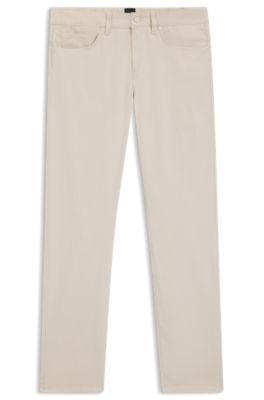 Delaware slim-fit trousers in patterned stretch cotton, White