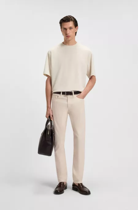 Delaware slim-fit trousers in patterned stretch cotton