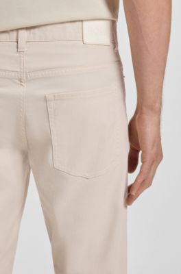 Delaware slim-fit trousers in patterned stretch cotton, White