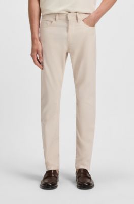 Delaware slim-fit trousers in patterned stretch cotton, White