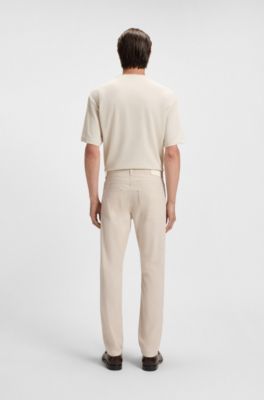 Delaware slim-fit trousers in patterned stretch cotton, White