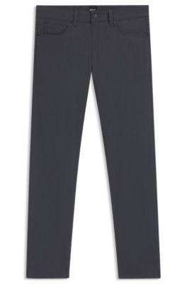 Delaware slim-fit trousers in patterned stretch cotton, Dark Grey