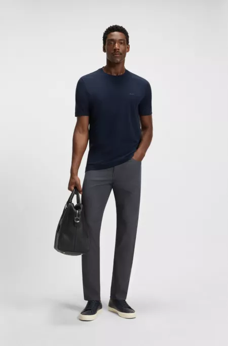 Delaware slim-fit trousers in patterned stretch cotton