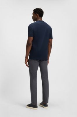 Delaware slim-fit trousers in patterned stretch cotton, Dark Grey