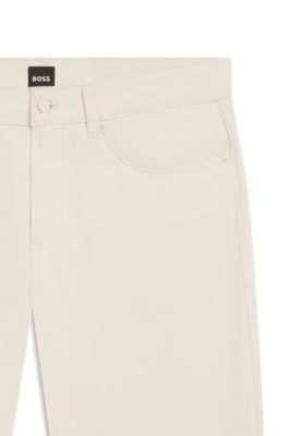 Delaware slim-fit trousers in cotton-blend twill, White