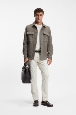 Delaware slim-fit trousers in cotton-blend twill, White