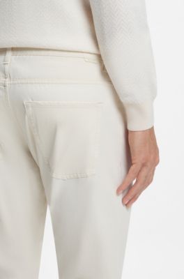 Delaware slim-fit trousers in cotton-blend twill, White
