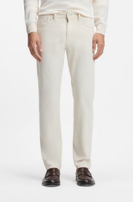 Delaware slim-fit trousers in cotton-blend twill, White