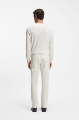 Delaware slim-fit trousers in cotton-blend twill, White