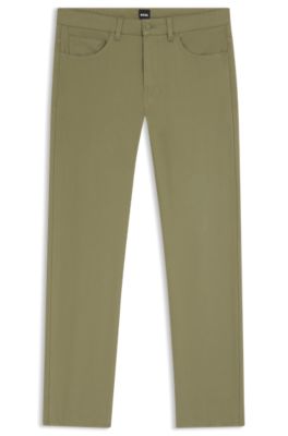 Delaware slim-fit trousers in cotton-blend twill, Green