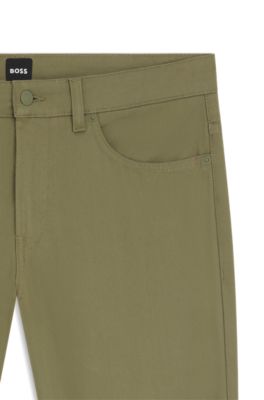 Delaware slim-fit trousers in cotton-blend twill, Green