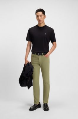 Delaware slim-fit trousers in cotton-blend twill, Green