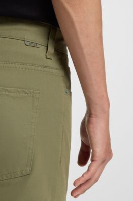 Delaware slim-fit trousers in cotton-blend twill, Green