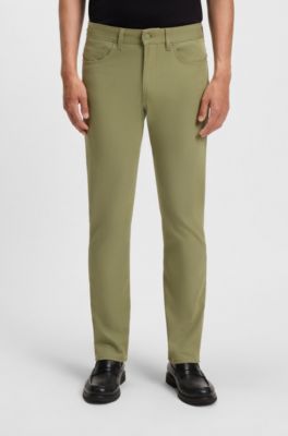 Delaware slim-fit trousers in cotton-blend twill, Green