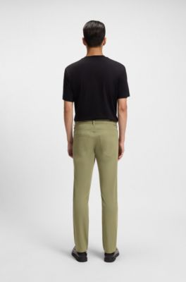 Delaware slim-fit trousers in cotton-blend twill, Green