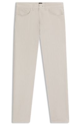 Delaware slim-fit trousers in wrinkle-resistant dobby, White